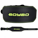 Пояс тяжелоатлетический BoyBo "Premium"  BBW650, Кожа, черно-зеленый (XXL)