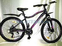 Велосипед 26" ТМ MAKS IRIS DISK AL рама 17" черно/розовый