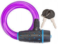 Трос-замок 87318 с ключом со стальн. тросом 8х1800мм, чёрно-пурпурный 540059