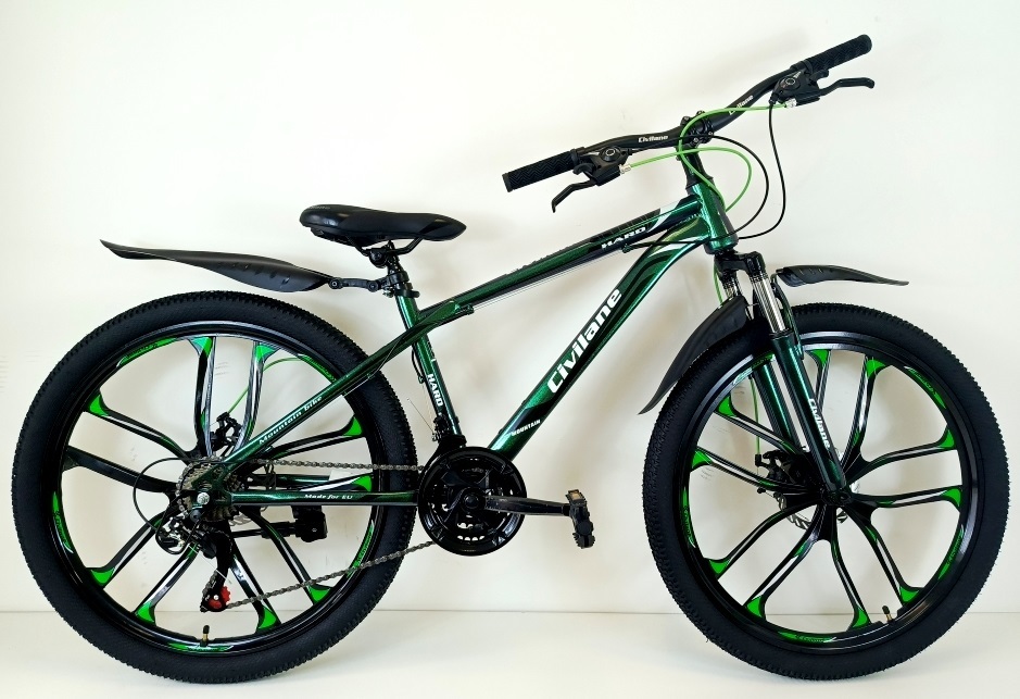 Велосипед 26" ТМ Civilane HARD MD рама 15" DARK GREEN / BLACK Литые диски