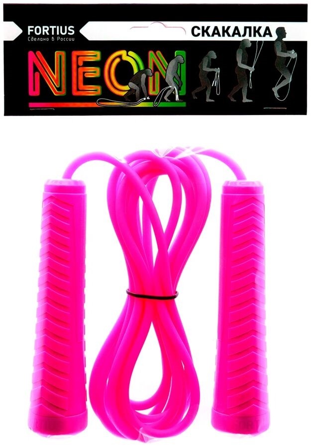 Скакалка Neon шнур 3 м "Fortius" в пакете (розовая)
