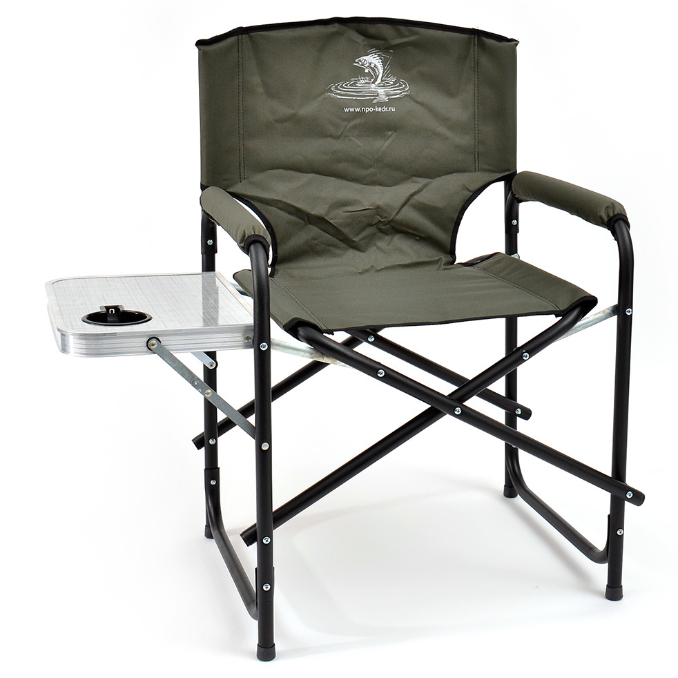 Кресло складное Кедр со столиком с подстаканником сталь,арт. SK-07