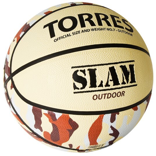 Мяч б/б TORRES Slam №7, резина, бежевый-хаки B02067 НОВИНКА!