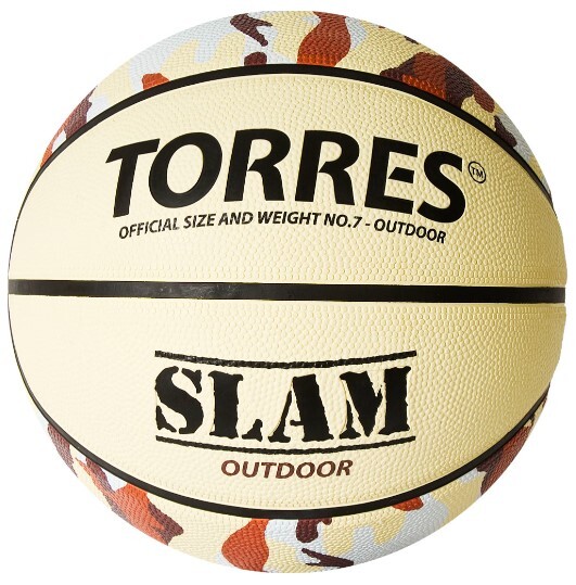 Мяч б/б TORRES Slam №7, резина, бежевый-хаки B02067 НОВИНКА!