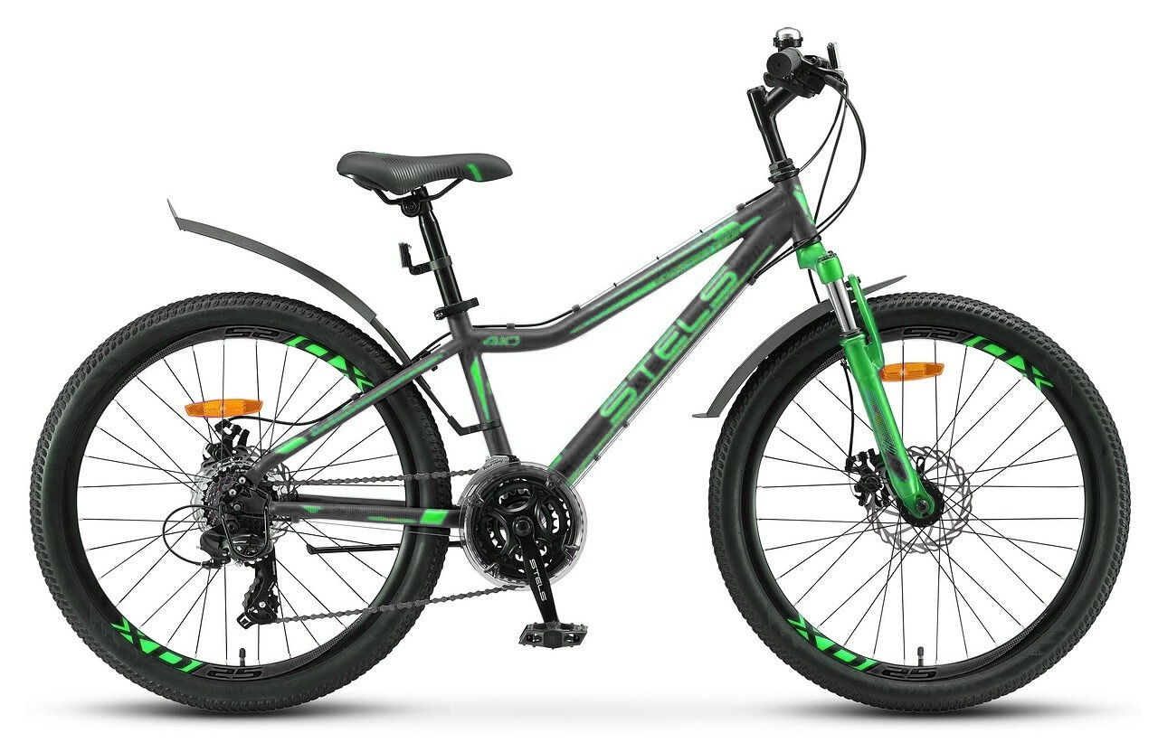 Велосипед 24" Stels Navigator 410 MD 21-sp 13" Чёрный/зелёный арт.V010