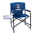 Кресло складное Адмирал со столиком (пластик) сталь, цвет синий, артикул SKA-03