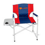 Кресло складное SUPERMAX сталь со столиком с подстаканником, цвет красно-синий, артикул SKSM-04