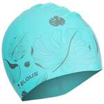 Шапочка для плавания Elous  EL009, силиконовая, листики голубая